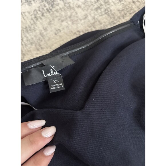 Lulus How Much I Care Midnight Blue Off-the-Shoulder Midi Dress Size XS Wedding - Picture 4 of 7